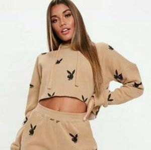 Missguided Playboy cropped tracksuit